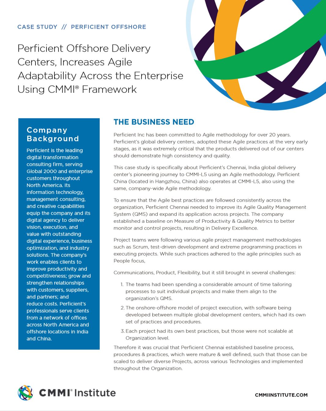 Perficient Offshore Delivery Centers Increase Agile Adaptability Across the Enterprise Using CMMI