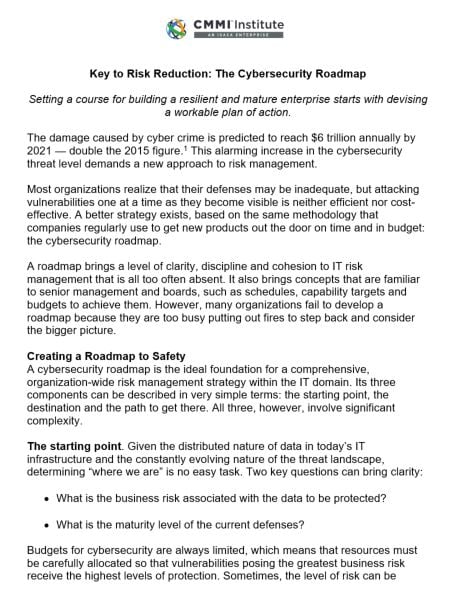 Key to Risk Reduction: The Cybersecurity Roadmap