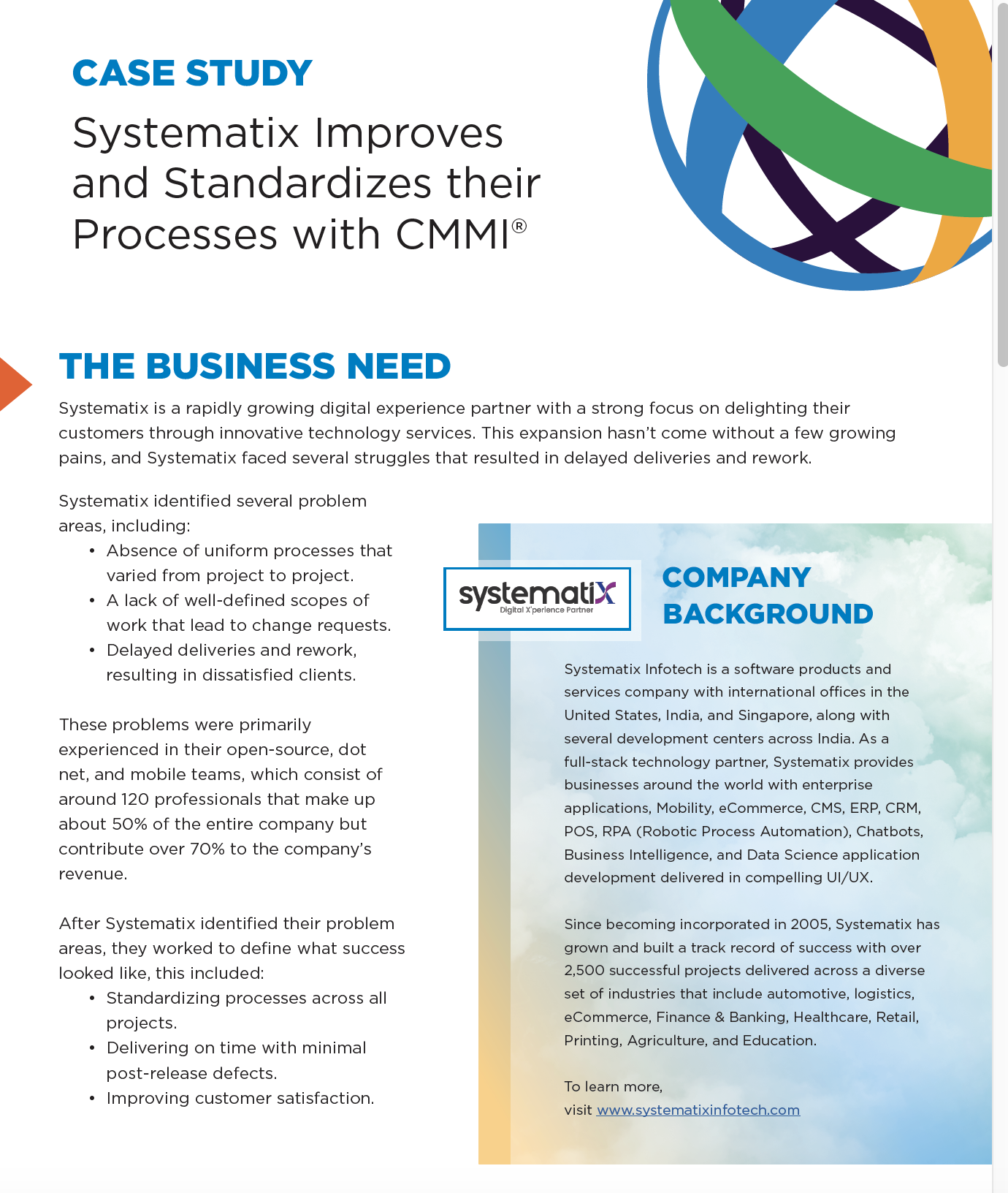 Systematix Improves and Standardizes their Processes with CMMI
