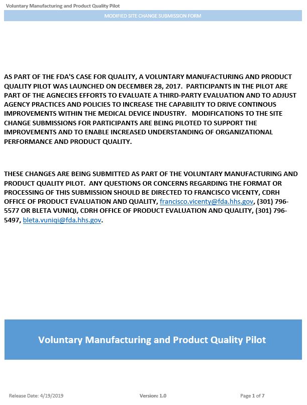 Streamlined FDA Site Change Submission