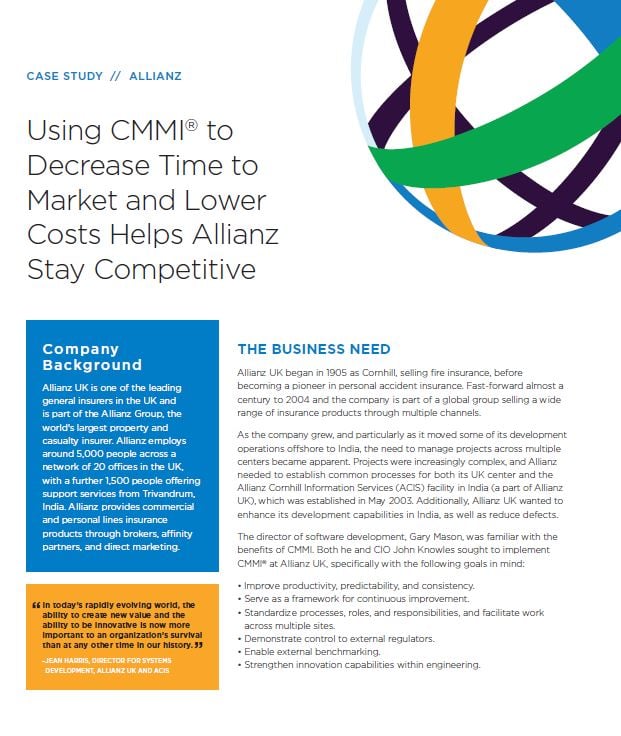 Using CMMI to Decrease Time to Market and Lower Costs Helps Allianz Stay Competitive