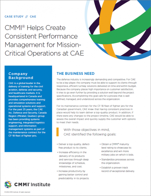 CMMI Helps Create Consistent Performance Management for Mission-Critical Operations at CAE