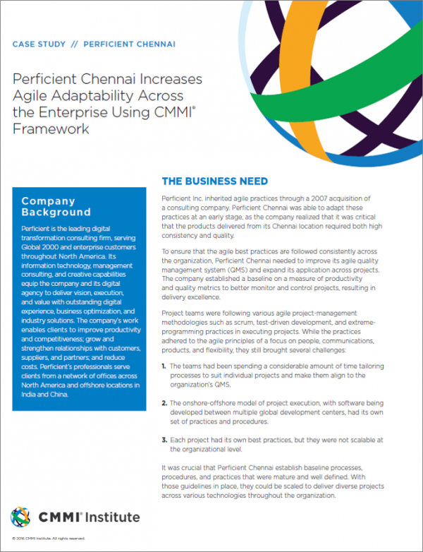 Perficient Chennai Increases Agile Adaptability Across the Enterprise Using CMMI Framework
