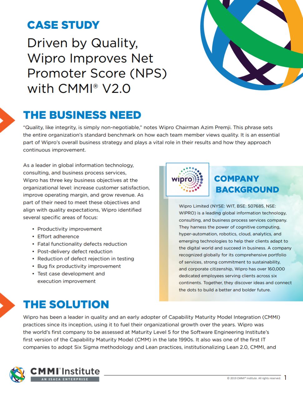 Driven by Quality, Wipro Improves Net Promoter Score (NPS) with CMMI V2.0.