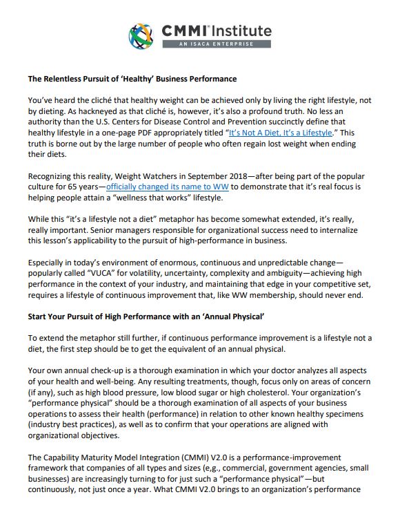 The Relentless Pursuit of ‘Healthy’ Business Performance