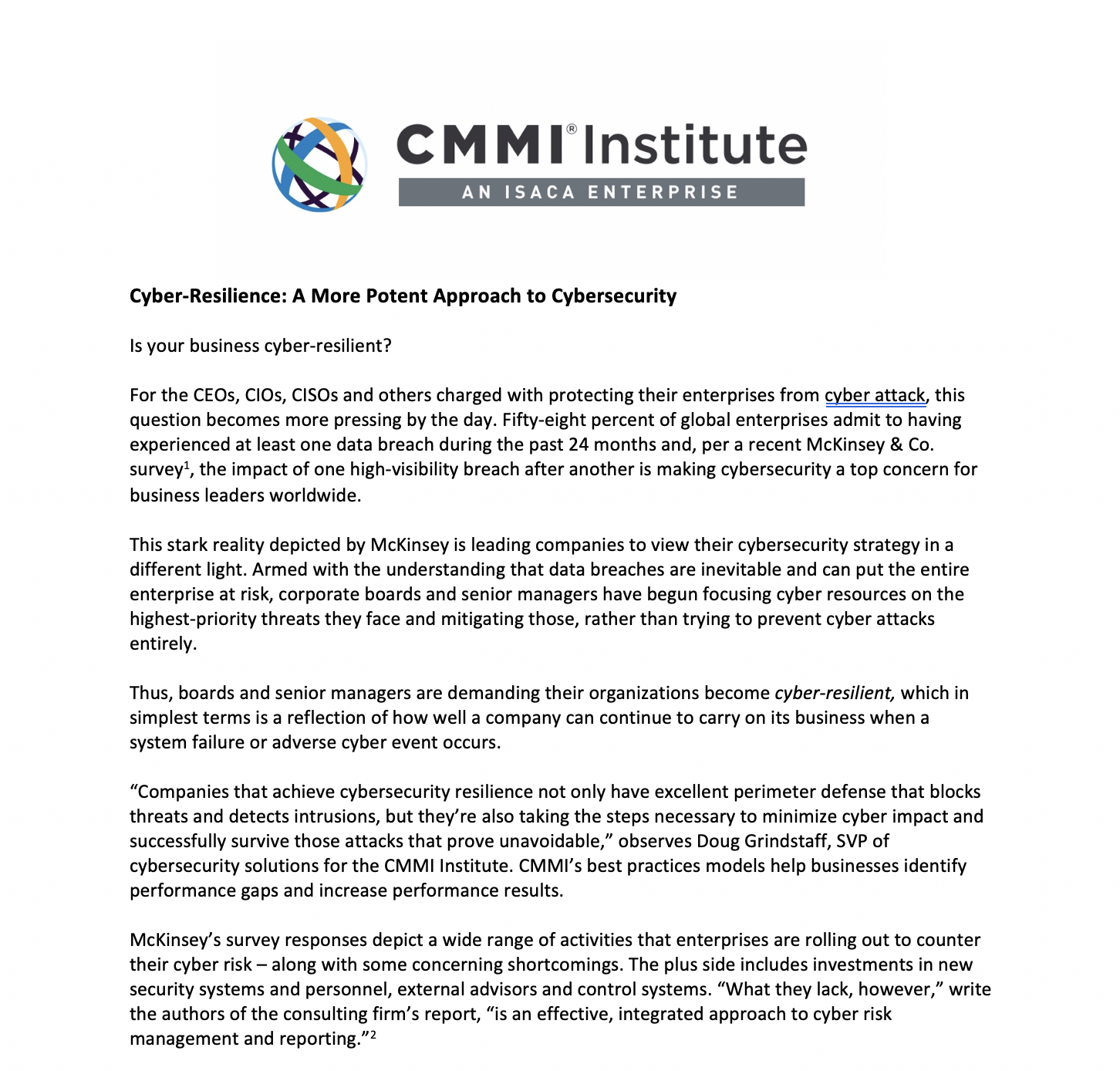 Cyber-Resilience: A More Potent Approach to Cybersecurity